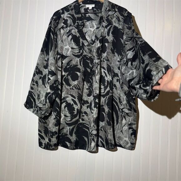 Fashion Bug 4X Oversized Abstract Floral Blouse | Vintage Y2K Goth Boho Chic - Picture 2 of 10